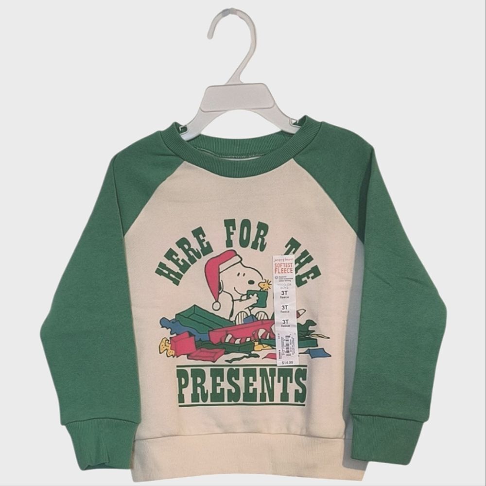 Jumping Beans Peanuts Snoopy Here For The Presents Fleece Sweatshirt